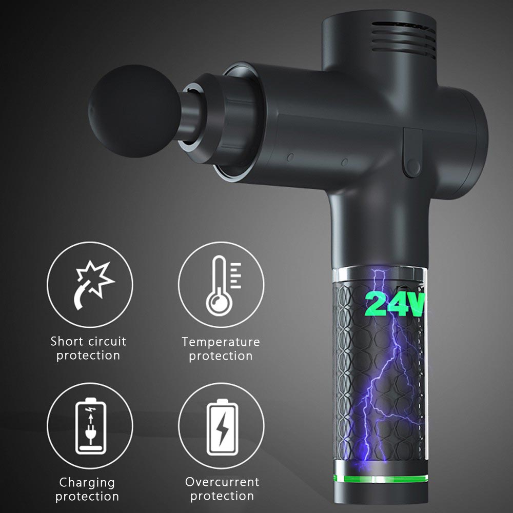 4-in-1 LCD Electric Massage Gun Black - Image 3