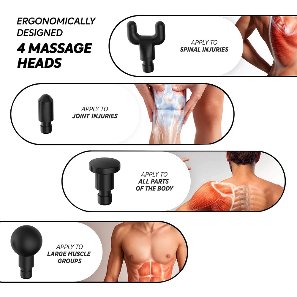4-in-1 LCD Electric Massage Gun Black - Image 4