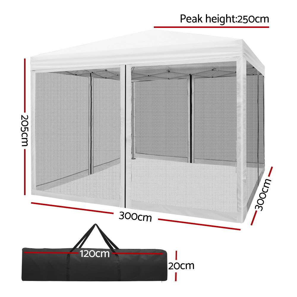White 3x3 Event Marquee 4 Panels Mesh Flyscreen - Image 2